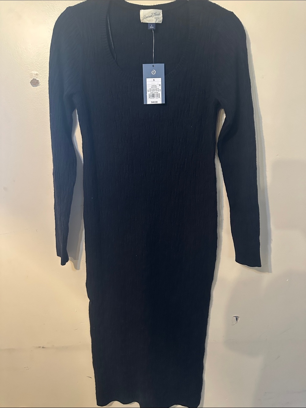 Universal Thread Black Ribbed Long Sleeve Midi Dress